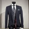 Musani Uomo Abito Elegante Nero Musani Cerimonia Slim Fit Con Panciotto