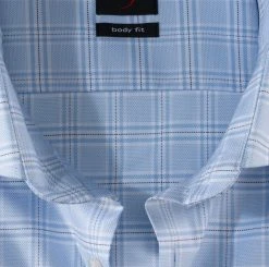 OLYMP Level Five Camicia Celeste A Quadri Olymp Slim Fit Cotone Twill Stretch -Meyer Shop 0 9e0e6477 706