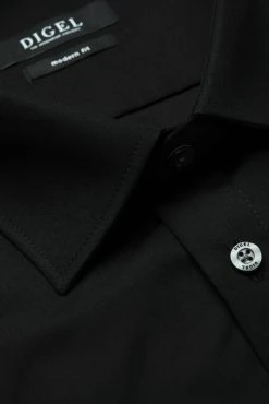Camicia Digel Nera Regular Fit Puro Cotone No Stiro