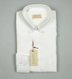 Regent By Pancaldi Camicia Regular Fit Pancaldi In Puro Lino Bianca Collo Button Down