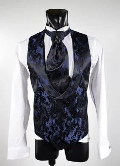 Abito Blu Musani Cerimonia Slim Fit Con Panciotto E Cravatta -Meyer Shop 0 9f9e4109 1200