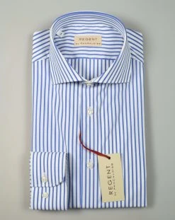 Regent By Pancaldi Camicia Pancaldi Slim Fit A Righe Azzurro -Meyer Shop 0 a08c21d1 1200