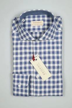 Regent By Pancaldi Camicia In Flanella Rasata Slim Fit Quadri Blu E Grigio -Meyer Shop 0 a2865344 1200