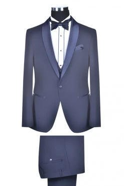 Baggi Men Smoking Elegante Baggi Blu Slim Fit Con Panciotto E Papillon -Meyer Shop 0 a546257d 1700