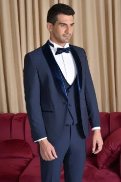 Baggi Men Smoking Blu Baggi Slim Fit Con Petto A Scialle In Velluto -Meyer Shop 0 a56d9324 1200