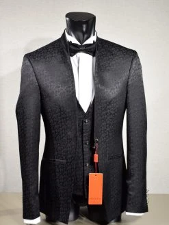 Musani Uomo Abito Musani Cerimonia Nero Damascato Slim Fit