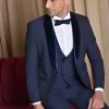 Baggi Men Smoking Blu Baggi Slim Fit Con Petto A Scialle In Velluto