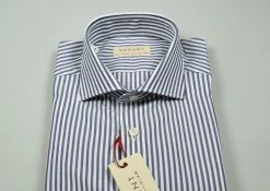Regent By Pancaldi Camicia Slim Fit Pancaldi In Cotone A Righe Azzurro -Meyer Shop 0 a70f237c 1600