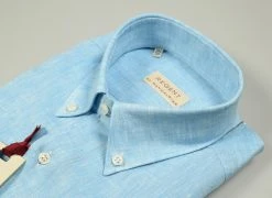 Regent By Pancaldi Camicia In Puro Lino Verde Acqua Pancaldi Collo Button Down Regular Fit -Meyer Shop 0 a86407ca 1600