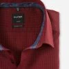 OLYMP Luxor Camicia Olymp Bordeaux Micro Fantasia Modern Fit Cotone Facile Stiro
