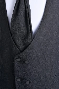 Baggi Men Abito Slim Fit Alla Coreana Nero Damascato Con Gilet E Cravatta -Meyer Shop 0 ab2a6b10 1200