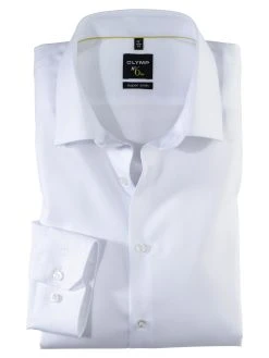 OLYMP N. 6 Camicia Bianca Super Slim Fit Olymp Cotone Twill Stretch -Meyer Shop 0 ab5eee2e 1700