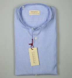 Regent By Pancaldi Camicia Pancaldi Slim Fit Collo Alla Coreana A Righe Azzurro -Meyer Shop 0 af08a33a 1200
