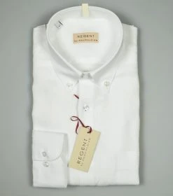 Regent By Pancaldi Camicia Bianca In Puro Lino Pancaldi Regular Fit