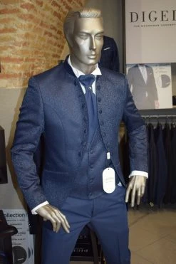 Musani Uomo Abito Musani Blu Damascato Slim Fit -Meyer Shop 0 afd5cfe2 1200