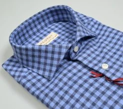 Regent By Pancaldi Camicia Pancaldi Slim Fit Cotone Caldo Flanella A Quadri Azzurro E Blu -Meyer Shop 0 b08741a9 1361
