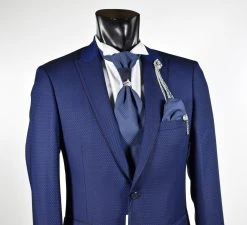 Abito Musani Cerimonia Bluette Slim Fit Con Petto A Lancia -Meyer Shop 0 b1621a89 1315