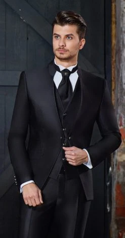 Baggi Men Abito Da Sposo Nero Alla Coreana Baggi Slim Fit -Meyer Shop 0 b3430b95 886