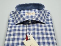 Regent By Pancaldi Camicia In Flanella Rasata Slim Fit Quadri Blu E Grigio -Meyer Shop 0 b4541961 1592