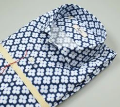 Camicia Blu In Cotone Stampato Ingram Slim Fit -Meyer Shop 0 b479fe57 1339