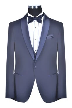 Baggi Men Smoking Elegante Baggi Blu Slim Fit Con Panciotto E Papillon -Meyer Shop 0 b91827da 1700
