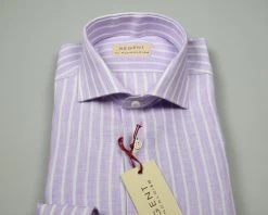 Regent By Pancaldi Camicia Pancaldi Slim Fit In Puro Lino Glicine A Righe -Meyer Shop 0 b93c2997 1497