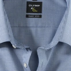 OLYMP No. Six Camicia Olymp Blu A Quadretti Super Slim Fit Cotone Stretch -Meyer Shop 0 b9ef00f7 706