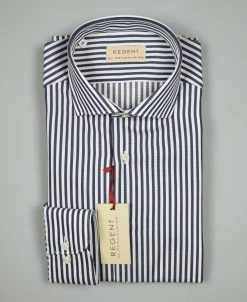 Regent By Pancaldi Camicia Slim Fit Pancaldi Puro Cotone A Righe Blu