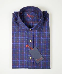 Camicia Ingram Blu A Quadri In Cotone Lavato Slim Fit -Meyer Shop 0 be571e34 1200