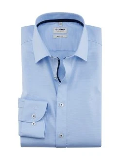OLYMP Level Five Camicia Olymp Celeste Slim Fit Cotone Stretch