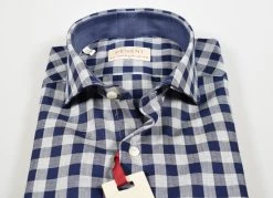 Regent By Pancaldi Camicia Slim Fit Pancaldi A Quadri Blu E Grigio Puro Cotone -Meyer Shop 0 c1b90ece 1600