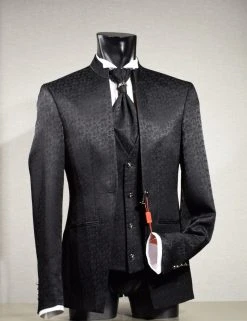 Musani Uomo Abito Musani Cerimonia Nero Damascato Slim Fit -Meyer Shop 0 c205ae3d 1200
