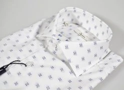Camicia Ingram Slim Fit Bianca Con Disegno Blu