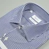 Camicia Slim Fit In Cotone Doppio Ritorto Ingram A Righe Azzurre