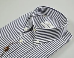 Camicia Ingram Blu A Righe Collo Button Down Regular Fit Cotone Doppio Ritorto -Meyer Shop 0 c40b3bbd 1527