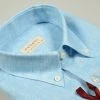 Regent By Pancaldi Camicia In Puro Lino Verde Acqua Pancaldi Collo Button Down Regular Fit