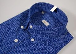 Camicia Ingram Button Down Blu A Fantasia In Puro Cotone