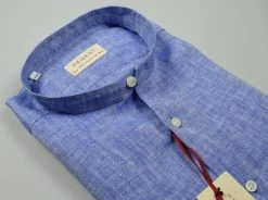 Regent By Pancaldi Camicia Azzurra In Puro Lino Pancaldi Slim Fit Collo Alla Coreana -Meyer Shop 0 c8aecc0f 1600