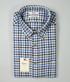 Camicia Ingram A Quadri Azzurro In Flanella Button Down Modern Fit