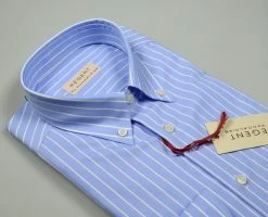 Regent By Pancaldi Camicia Pancaldi Celeste A Righe Button Down Con Taschino -Meyer Shop 0 cc503e14 1483