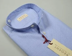 Regent By Pancaldi Camicia Pancaldi Slim Fit Collo Alla Coreana A Righe Azzurro -Meyer Shop 0 cc548d07 1543