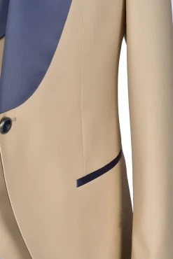 Baggi Men Smoking Con Petto A Lancia Beige Baggi Slim Fit Con Gilet E Plastron -Meyer Shop 0 ccbed776 1700