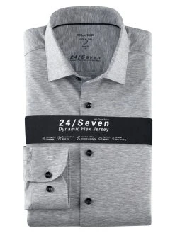 Camicia Olymp Level Five In Jersey Grigio Chiaro Slim Fit