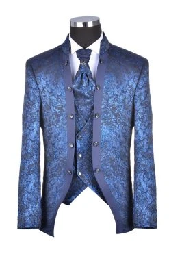 Baggi Men Abito Da Sposo Baggi Damascato Blu Marine Slim Fit -Meyer Shop 0 cec7df2e 1200