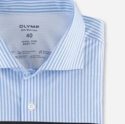 OLYMP Level Five Camicia Slim Fit Olymp In Jersey A Righe Celeste