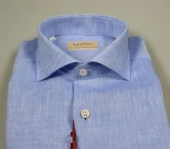 Regent By Pancaldi Camicia Pancaldi Celeste Slim Fit In Puro Lino Collo Alla Francese -Meyer Shop 0 d1f4a8af 1372