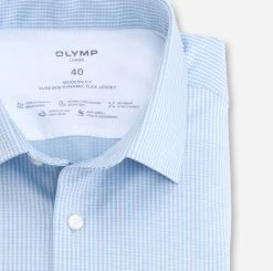 OLYMP Luxor Camicia Celeste Micro Disegno Modern Fit In Jersey