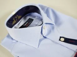 Camicia Ingram No Stiro Celeste Cotone Lavorato Slim Fit