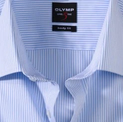 OLYMP Level Five Camicia Slim Fit Olymp A Righe Celeste In Cotone Stretch -Meyer Shop 0 d7ded30c 706