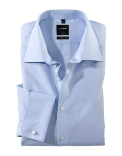 Camicia Olymp Celeste Con Polso Doppio Cotone Facile Stiro Regular Fit